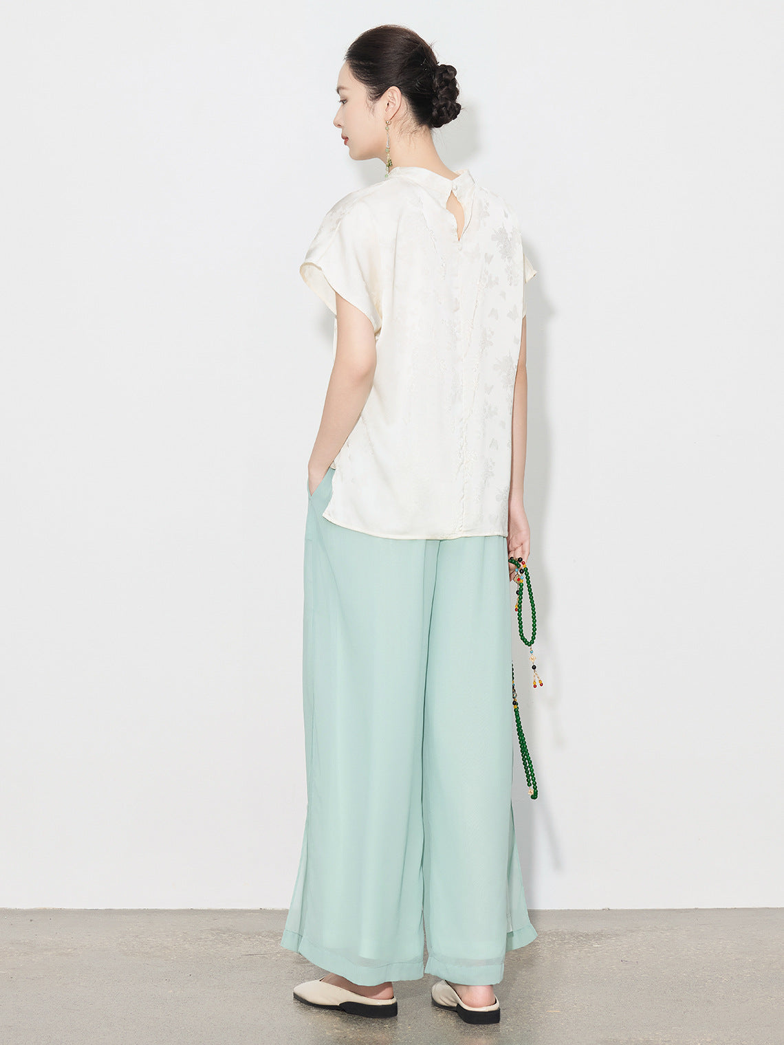 High-Waist Wide-Leg Draped Pants for Women