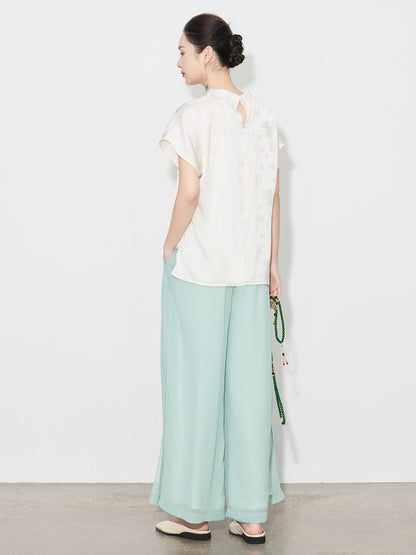 High-Waist Wide-Leg Draped Pants for Women