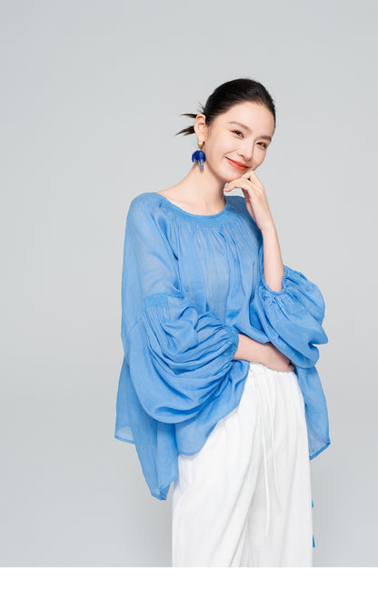 High-End Linen Casual Plus Size Women's Shirt