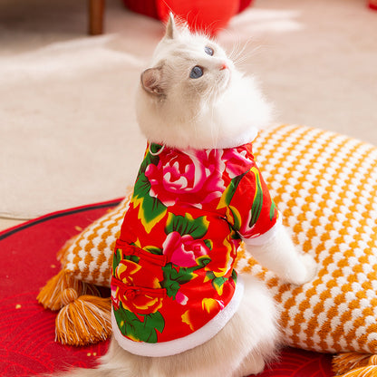 Retro Northeast Floral Coat Two-Leg Pet Clothes for Cats & Dogs