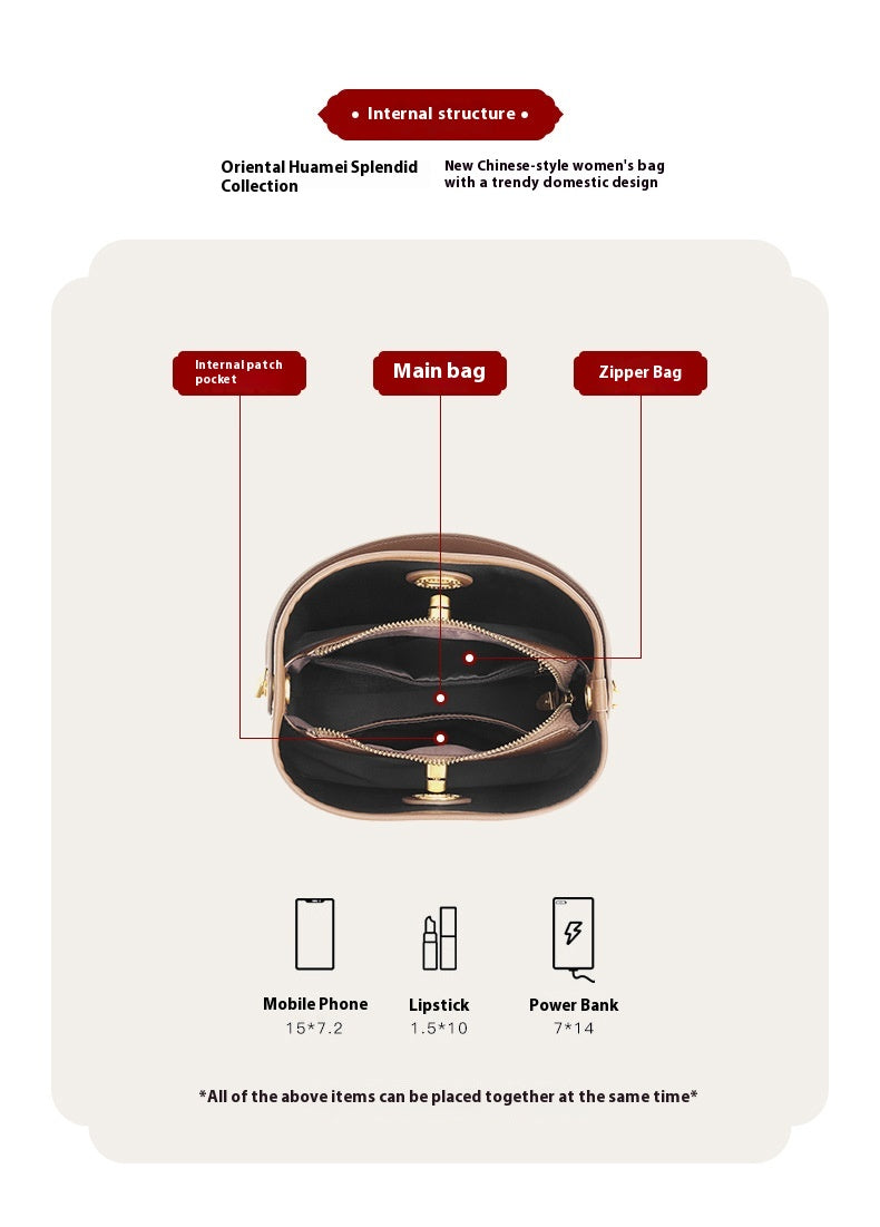 Vintage Xiangyun Silk Handbag — Real Mulberry Silk Bucket Bag for Women