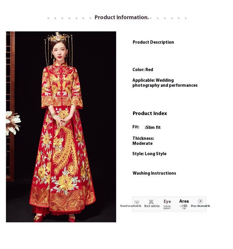 Xiuhe Wedding Dress Bride Plus Size Dragon Phoenix Gown Set