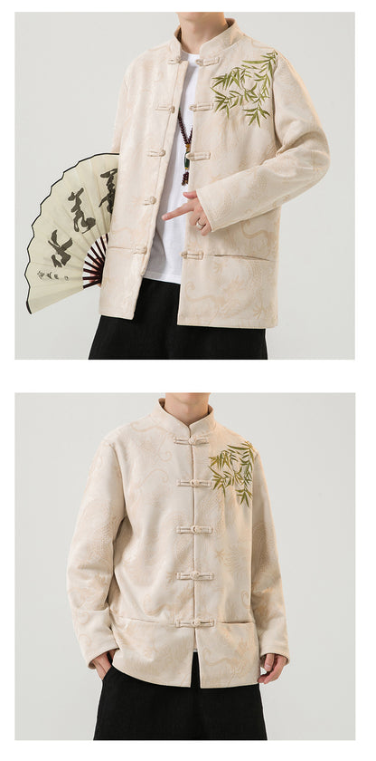 Mens Chinese Tang Suit Retro Hanfu Loose Plus Size Velvet Coat