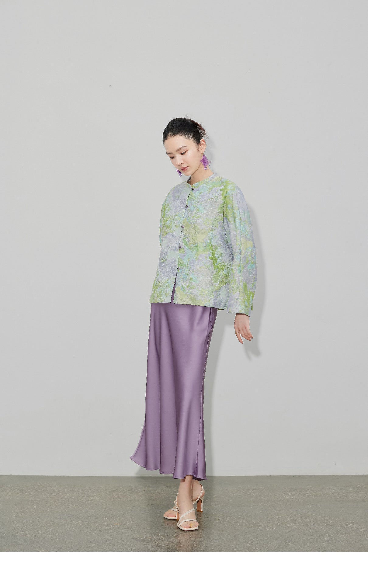 Purple Gradient Jacquard Shirt Jacket for Women