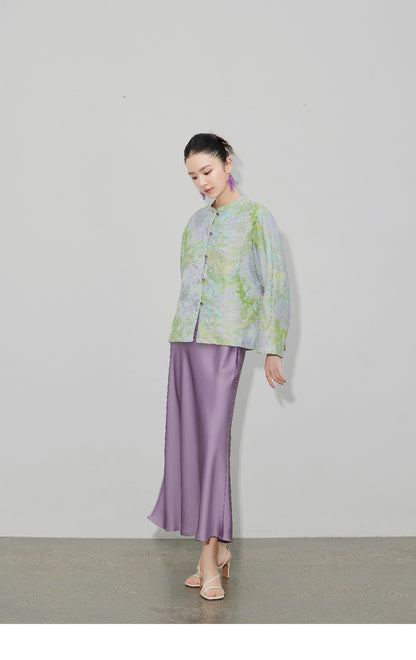 Purple Gradient Jacquard Shirt Jacket for Women