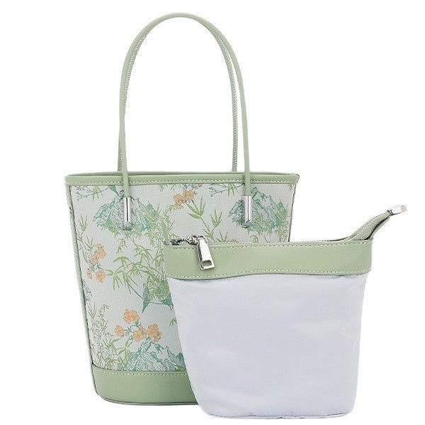 Song Brocade Silk Bucket Bag New Chinese Style Shoulder Crossbody Bag for Women