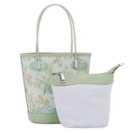 Song Brocade Silk Bucket Bag New Chinese Style Shoulder Crossbody Bag for Women