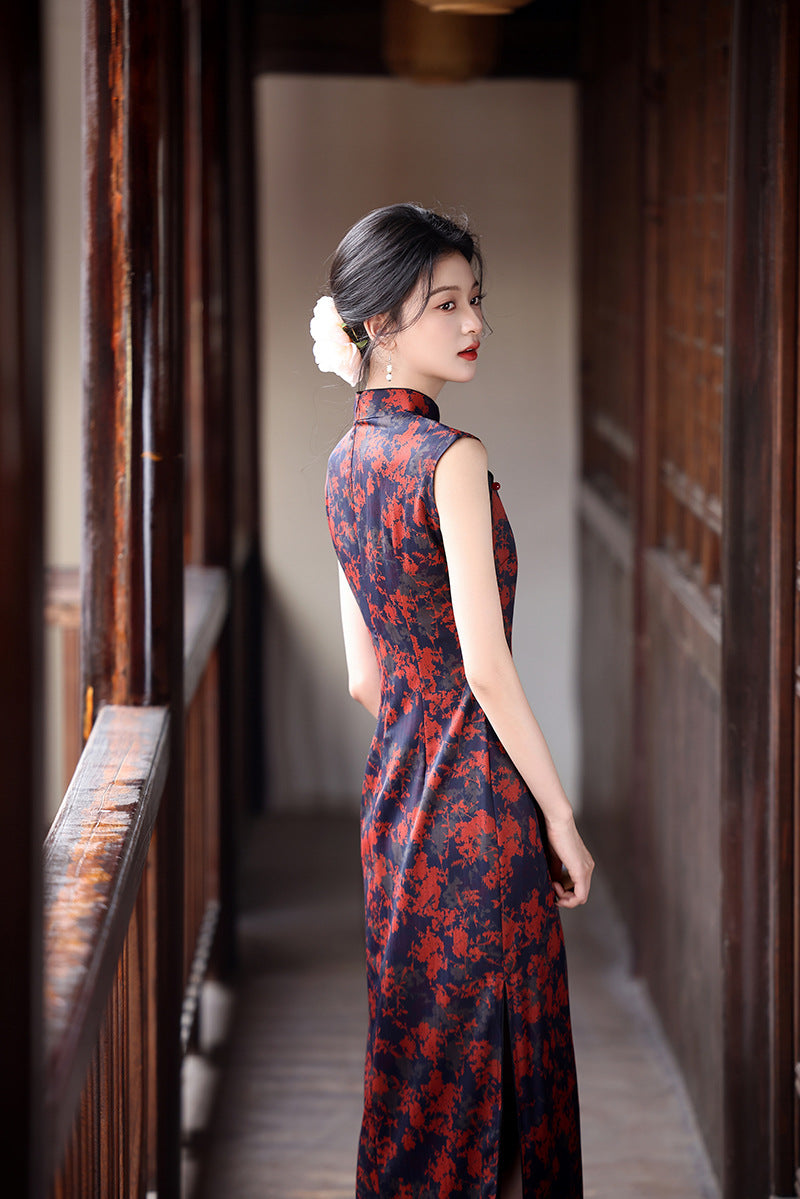 Slim Fit Retro Qipao – Elegant Long Chinese Dress