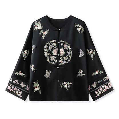 2026 Autumn New Chinese Style Printed Embroidered Acetate Coat for Women