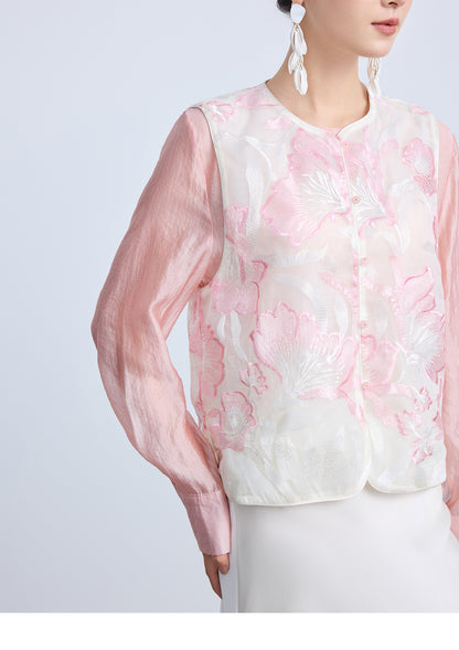High-End Elegant Embroidered Women's Vest Top