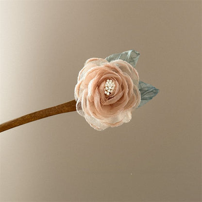 Purple Rose Hairpin Summer Mesh Flower Ancient Style Hair Accessory