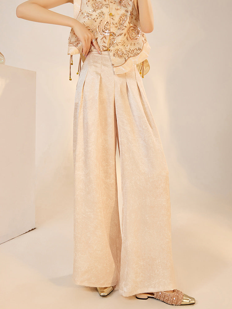 National Style2025Summer New Beaded Embroidery New Chinese Style Sequin Mermaid Skirt Vest Pants Set