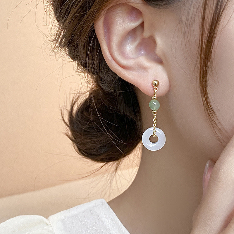 Ancient Style Jade Tassel Earrings — High-End Chinese Style Earrings for Women
