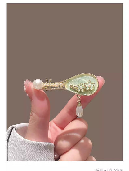 Rose Pipa Hair Clip Chinese Style Side Bang Clip Vintage Hairpin