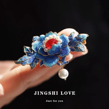 Orchid tassel headdress with side clips and new Chinese flower hairpins