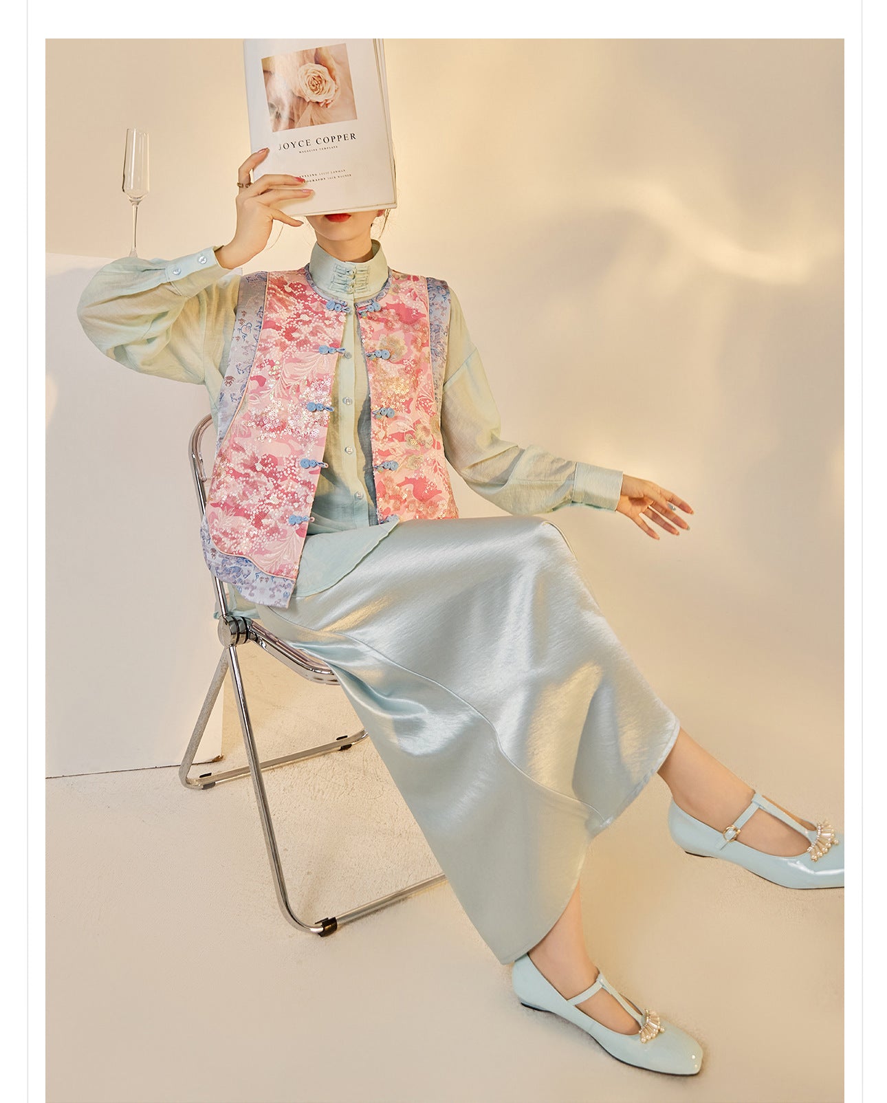 Jacquard Sequin Tank Top – Elegant National Style Women's Wear