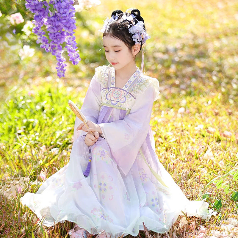 Girls Spring Hanfu — Purple Fairy Ruqun Dress for Children Cosplay