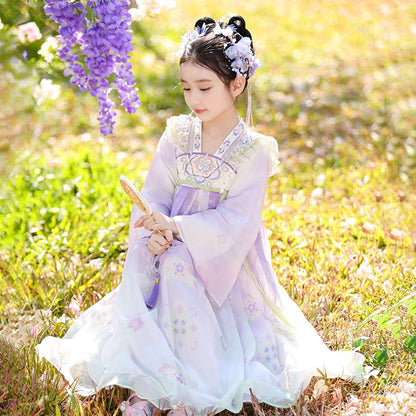 Girls Spring Hanfu — Purple Fairy Ruqun Dress for Children Cosplay