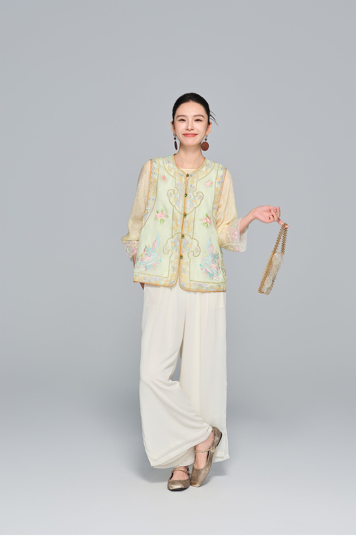 Elegant Silk Vest with Embroidery