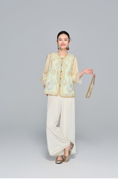 Elegant Silk Vest with Embroidery