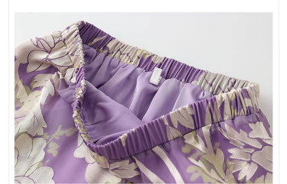 New Chinese Embroidered Feather Sleeve Patchwork Top & Skirt Set