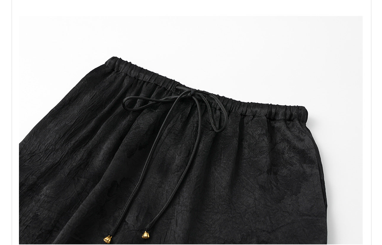 2026 New Chinese Style Elegant Acetate Wide-Leg Pants for Women