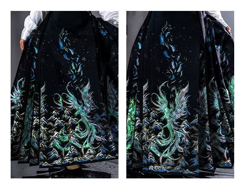 Ming Dynasty Hanfu Set — High Collar Shirt and Horse Face Skirt