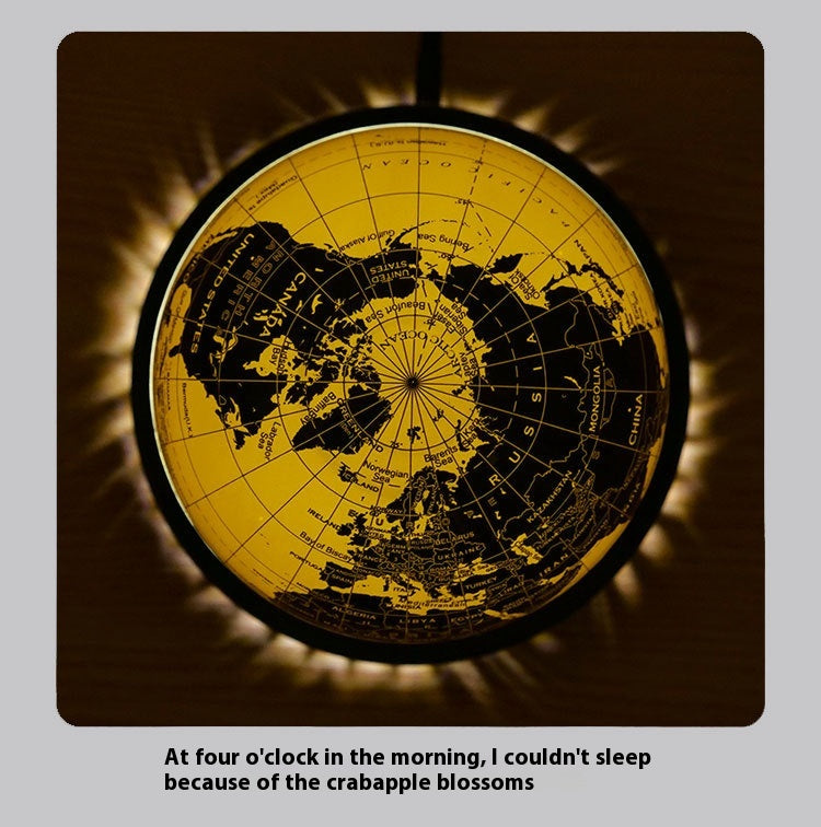 Levitating Globe Clock Night Light Gold Base Colorful Desk Lamp