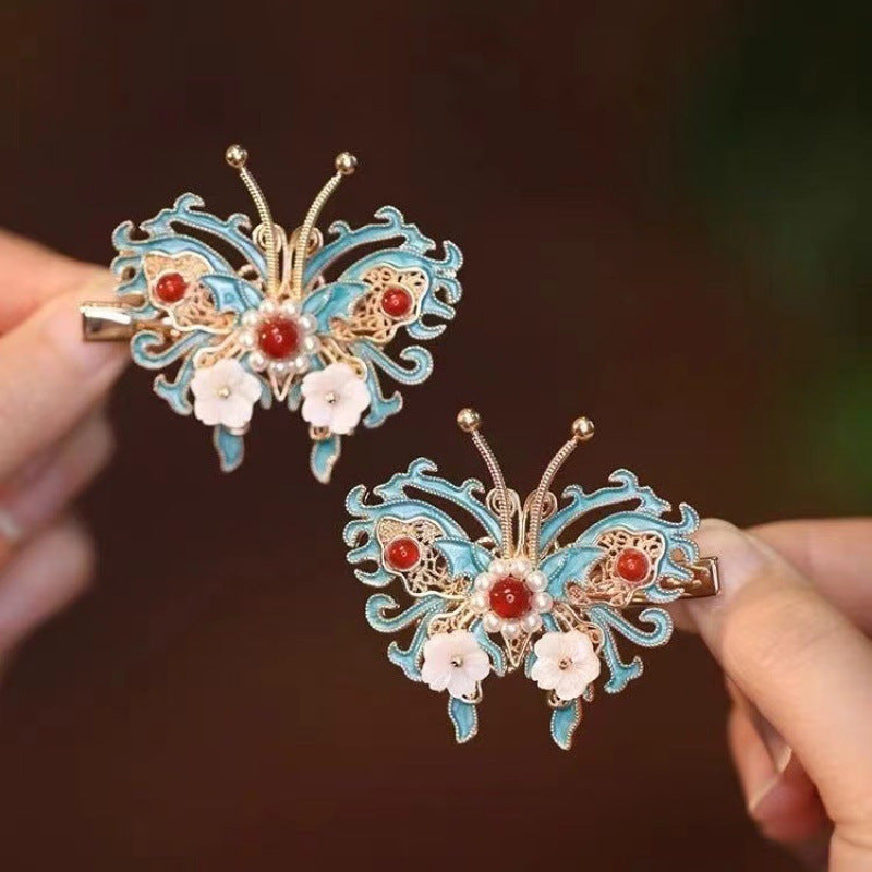 Hanfu Side Hair Clip Ming Song Style Qipao Accessory Enamel Lily Bell Hairpin