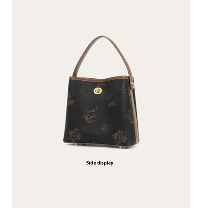 Vintage Xiangyun Silk Handbag — Real Mulberry Silk Bucket Bag for Women