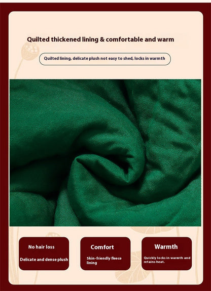 Winter Girls Floral Jacket & Pants Thickened Two-Piece Set