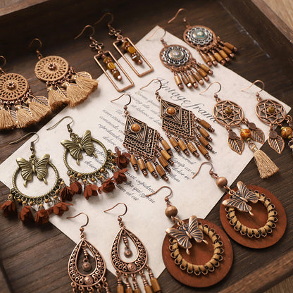 Vintage Boho Tassel Earrings — Niche Chinese Ethnic Long Drop Earrings