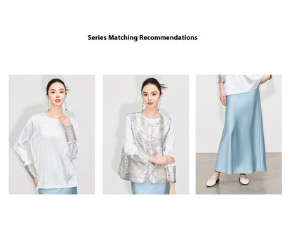 Elegant Spring Jacquard Hollow Shirt for Women