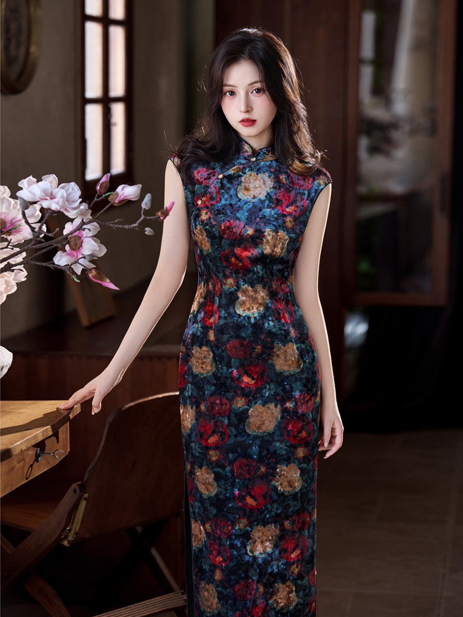 New Chinese Style Cheongsam – Retro Sleeveless Slimming Dress