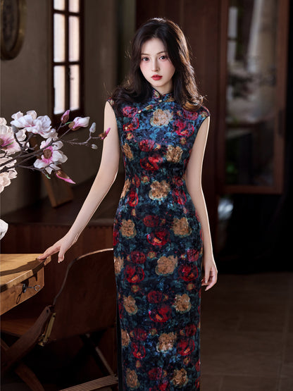 New Chinese Style Cheongsam – Retro Sleeveless Slimming Dress