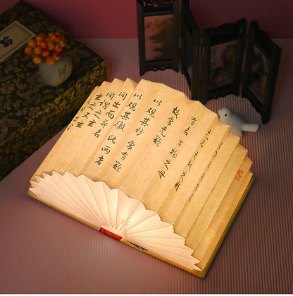 Creative 3D Night Light Foldable Fan Book Lamp for Bedroom