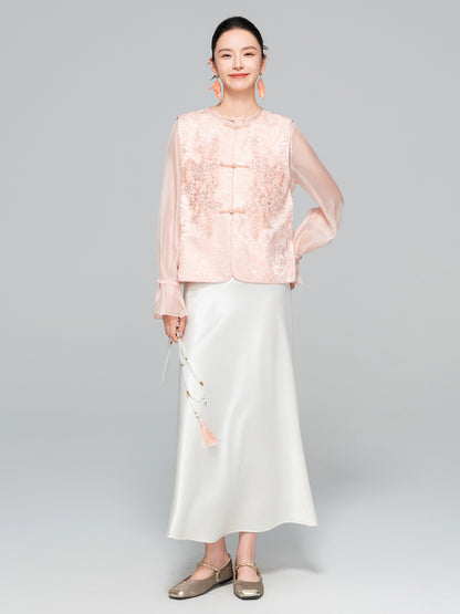 Sophisticated Sleeveless Retro Silk Vest