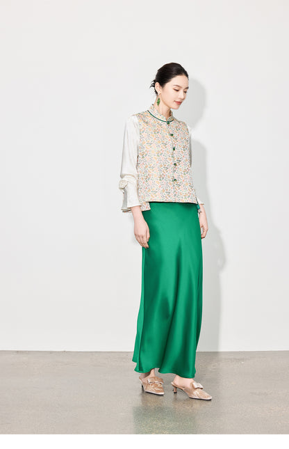 High-Waist Glossy Asymmetrical Mermaid Half Skirt