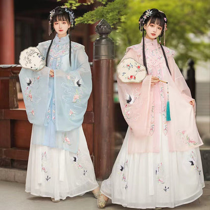 Elegant Hanfu Set — Princess Costume with Cloud Shoulders & Stand Collar