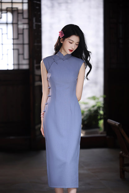 Elegant Sleeveless Cheongsam – Youth Retro High-End Dress