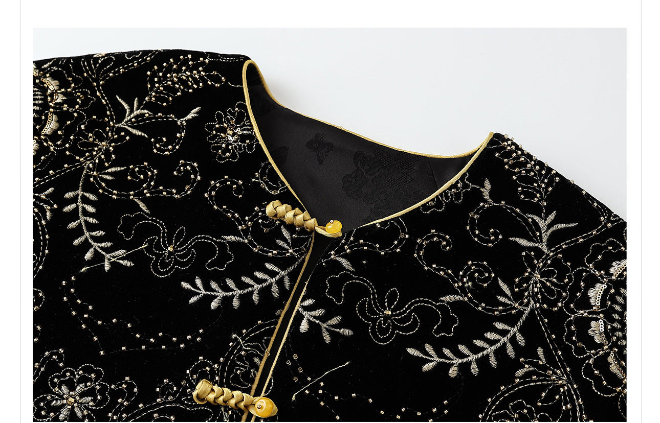 Retro Sequin Embroidered Zen Chinese Style Autumn Jacket