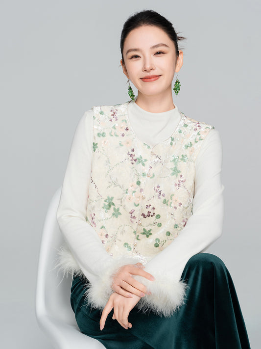 Stylish Velvet Furry Women's Vest