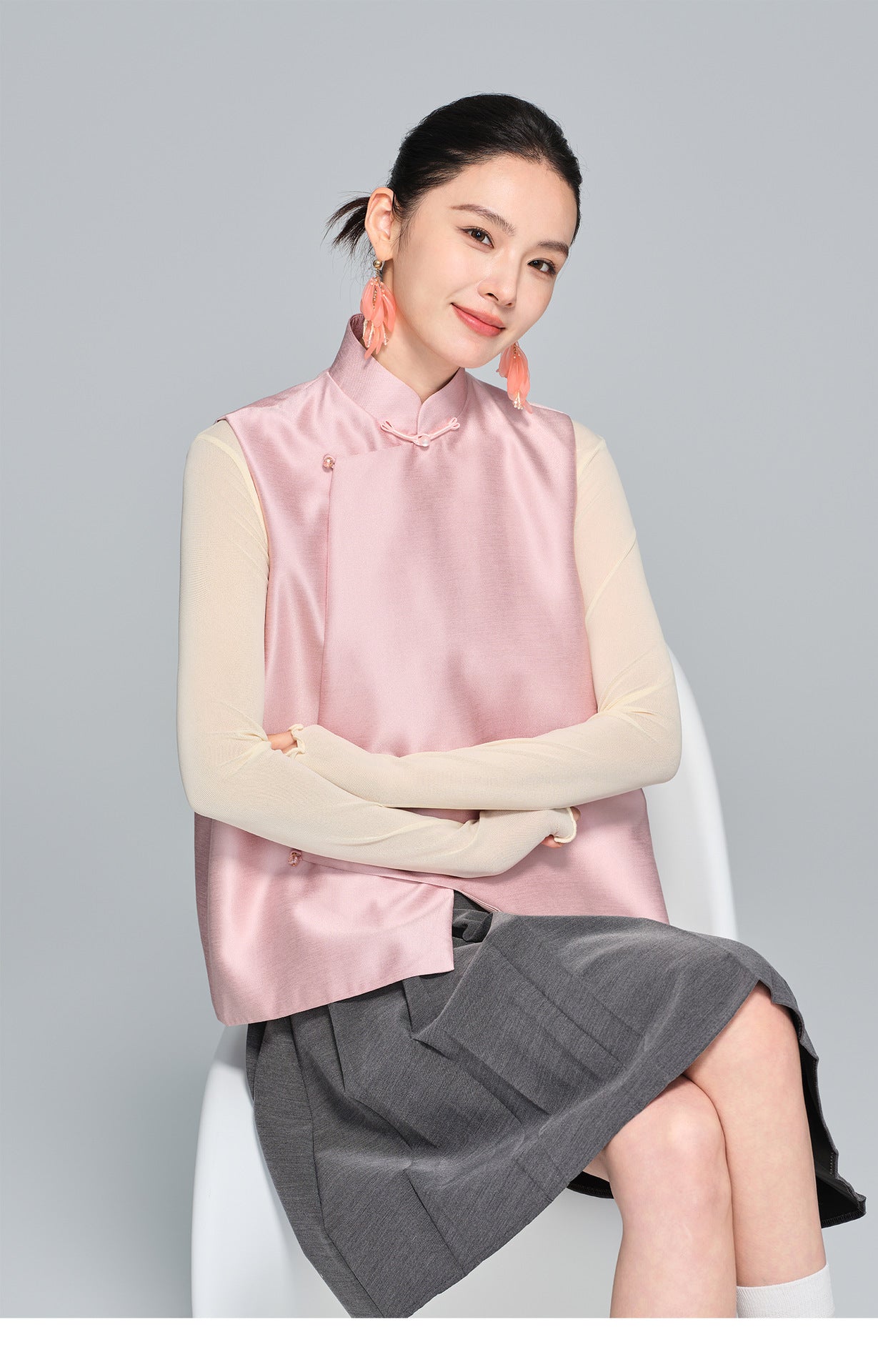 Stylish Stand Collar Women's Vest