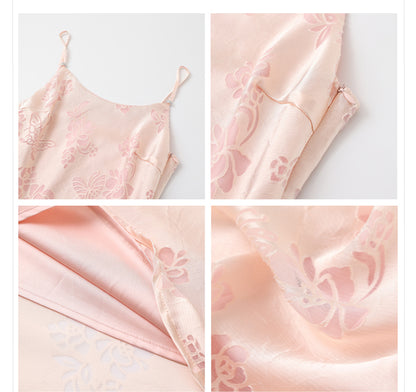 Elegant National Style Rayon Jacquard Embroidered Long Camisole Dress