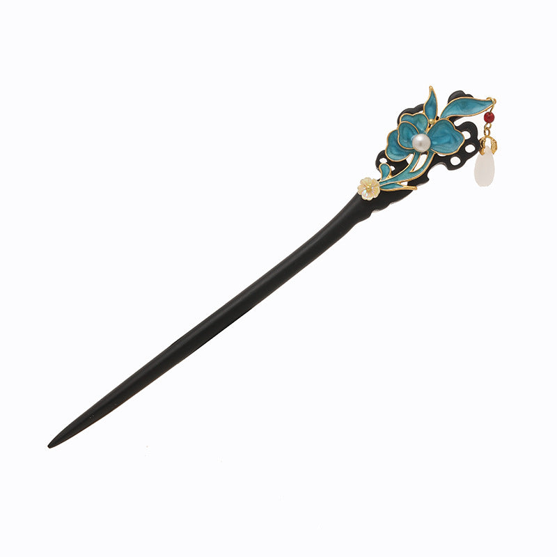 Pure Handmade Ebony Hairpin Women Ancient Style Daily Hair Bun Accessory