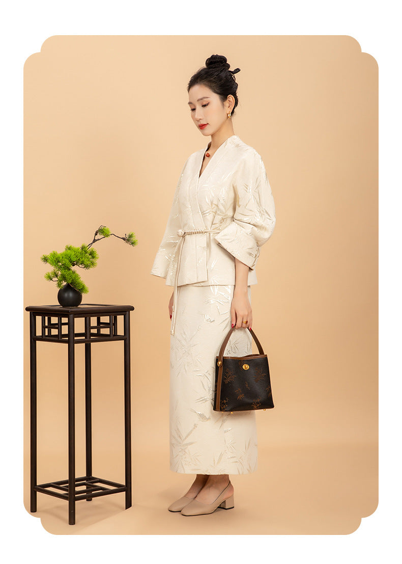 Vintage Xiangyun Silk Handbag — Real Mulberry Silk Bucket Bag for Women