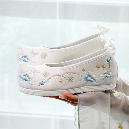 Hanfu Compatible Shoes — Inner Lift Embroidered High Heels for Women