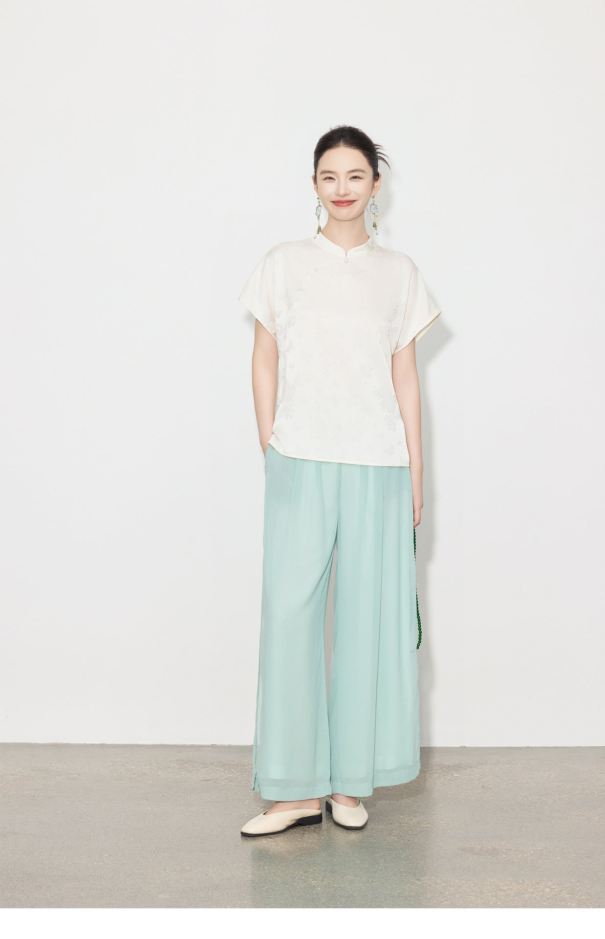 High-Waist Wide-Leg Draped Pants for Women