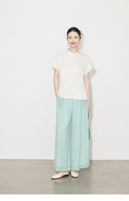 High-Waist Wide-Leg Draped Pants for Women