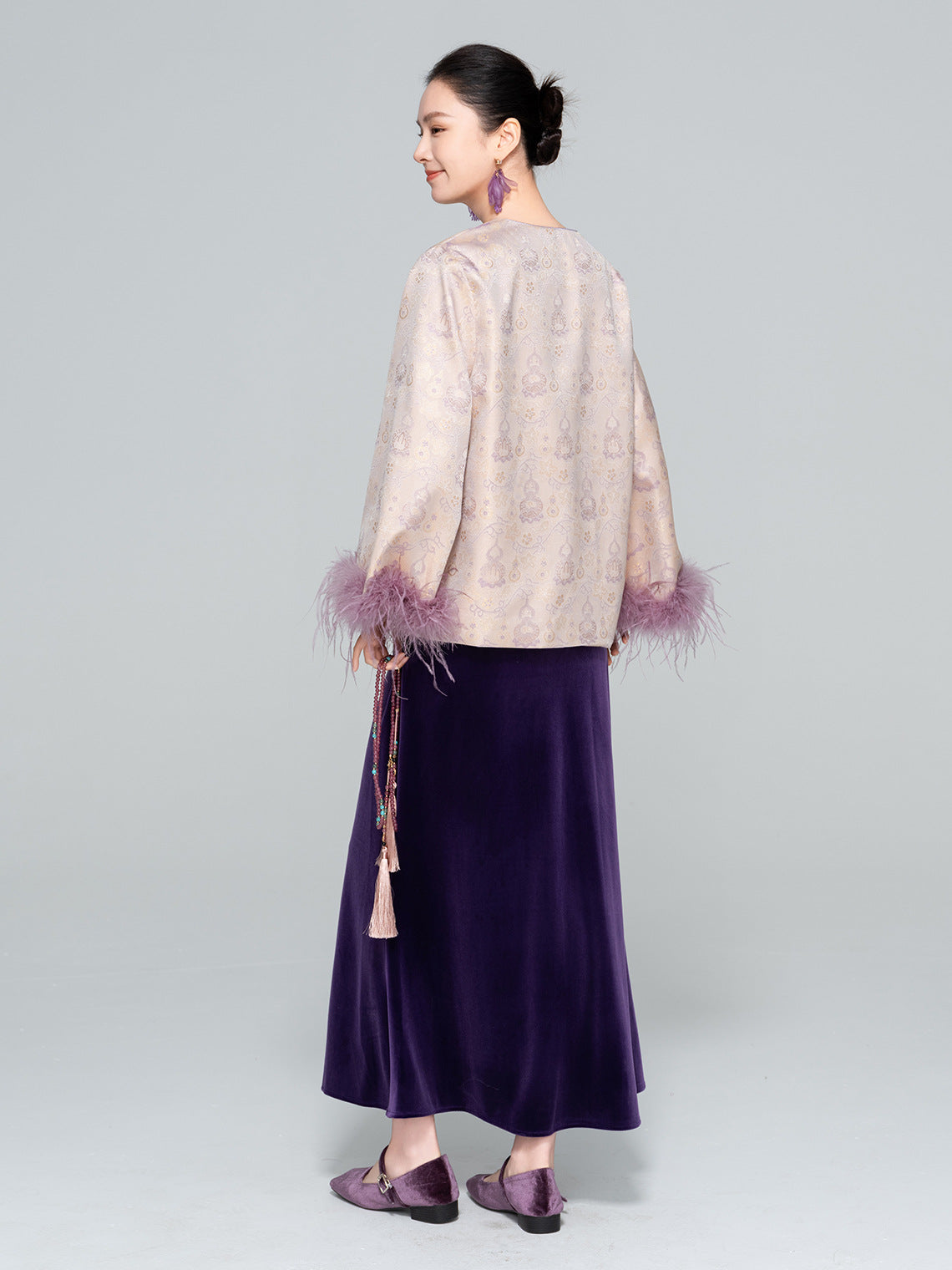 Autumn High-Waisted Long Velvet Skirt for Women